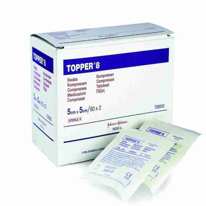 TOPPER 8 COMPRESSE STERILI TNT 5x5cm - 2x60pz - immagine 1