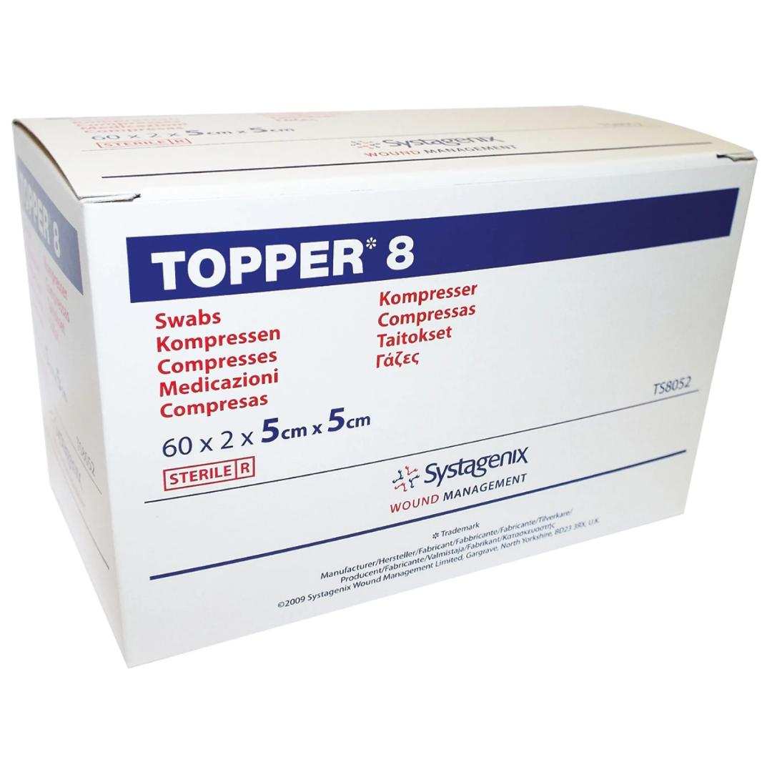 ethicon topper 8 compresse sterili tnt 5x5cm 2x60pz Ethicon Topper 8 Garze Sterili Tnt 5x5cm - immagine 1