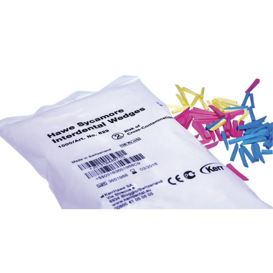 4701487 Kerr Hawe Cunei Interdentali Legno D'Acero 1000pz Bianco Xg - immagine 1